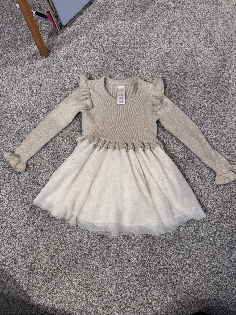Gymboree Cream Glitter Knit & Tulle Party Dress